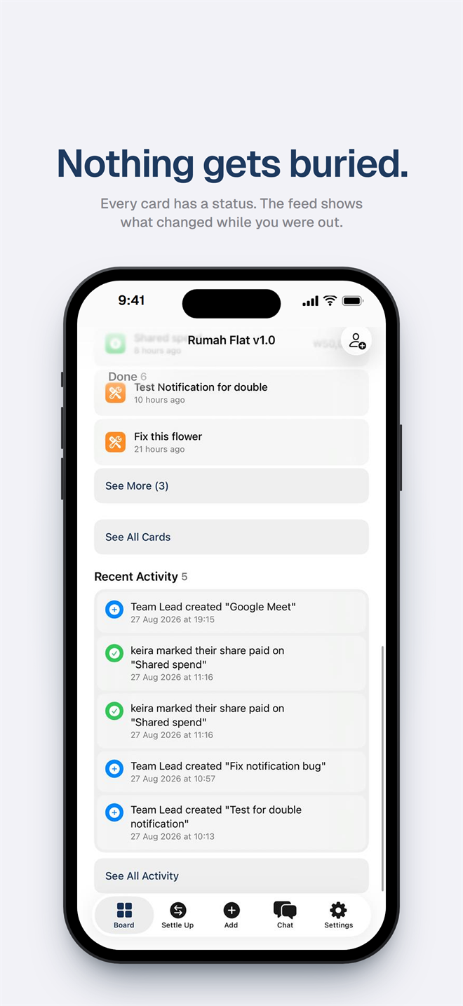 Activity feed: nothing gets buried
