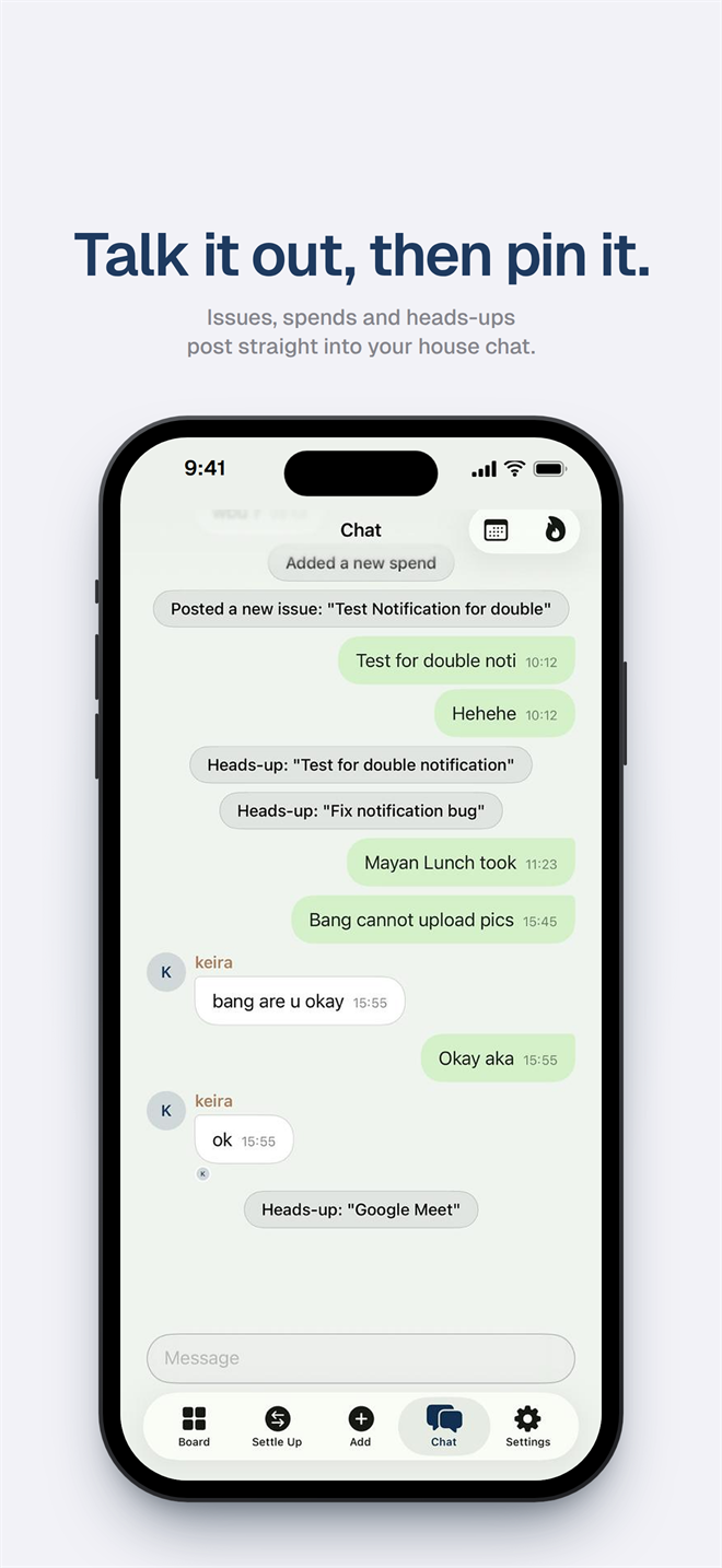 House chat: talk it out, then pin it