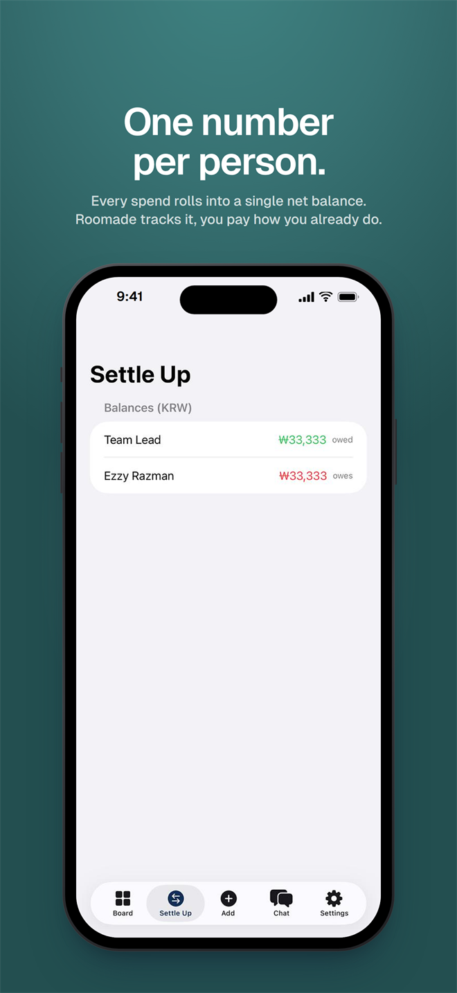 Settle Up: one number per person